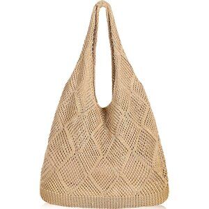 Women Yellowish-brown Shoulder Shopping Handbag Casual Travel Tote Fold Able Bag